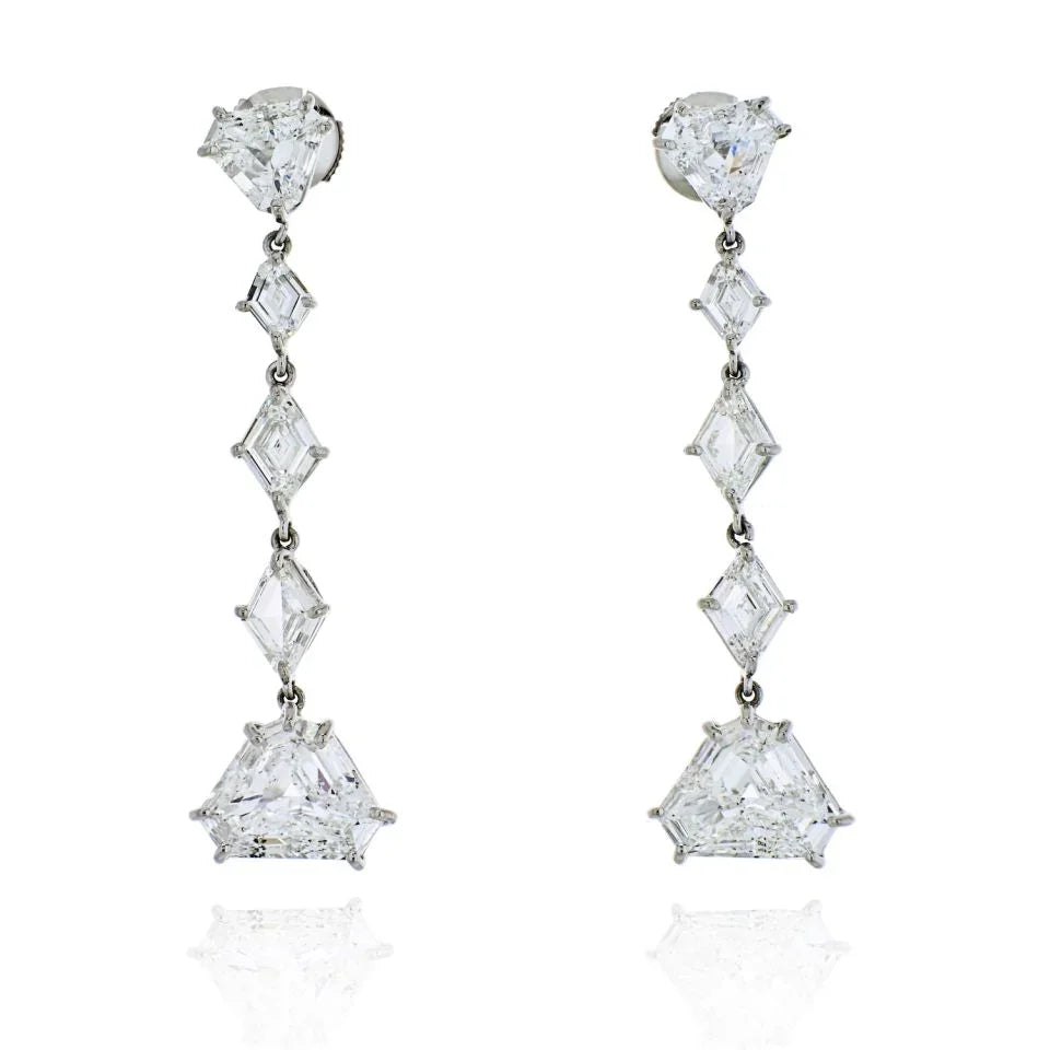 Platinum 6.74 Carats Dangling Diamond Drop Earrings - The Back Vault