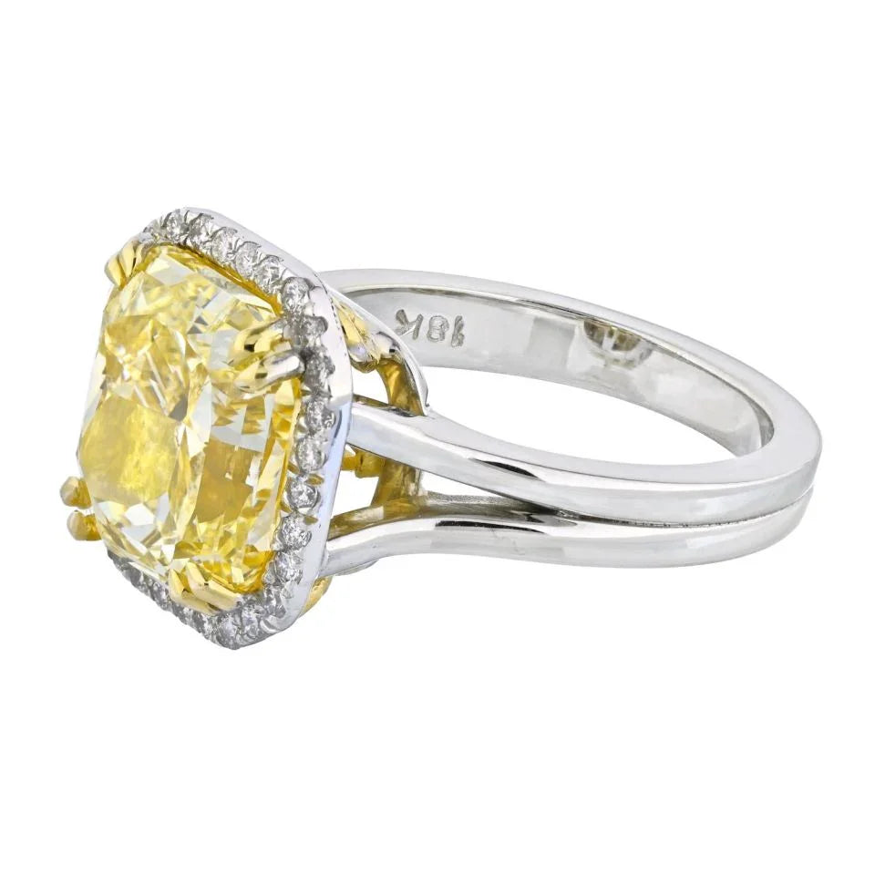5 carat Radiant Cut Diamond Fancy Yellow GIA Ring - The Back Vault