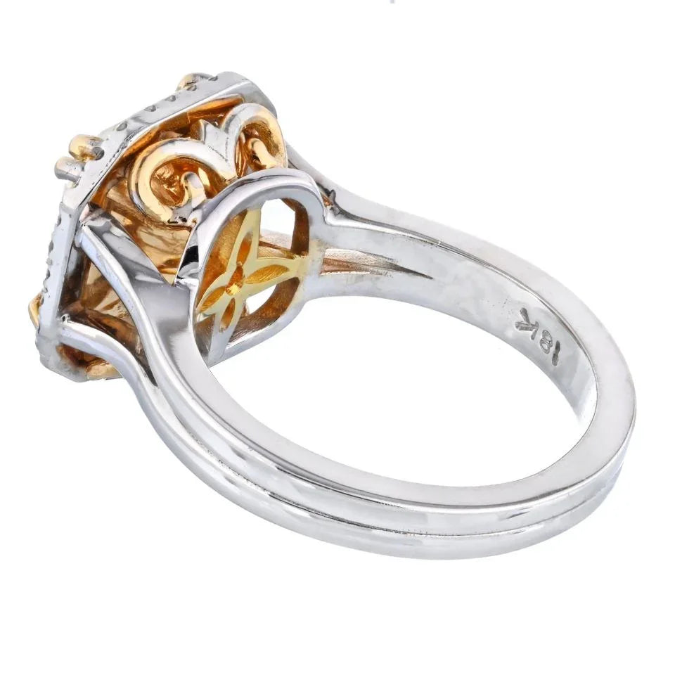5 carat Radiant Cut Diamond Fancy Yellow GIA Ring - The Back Vault