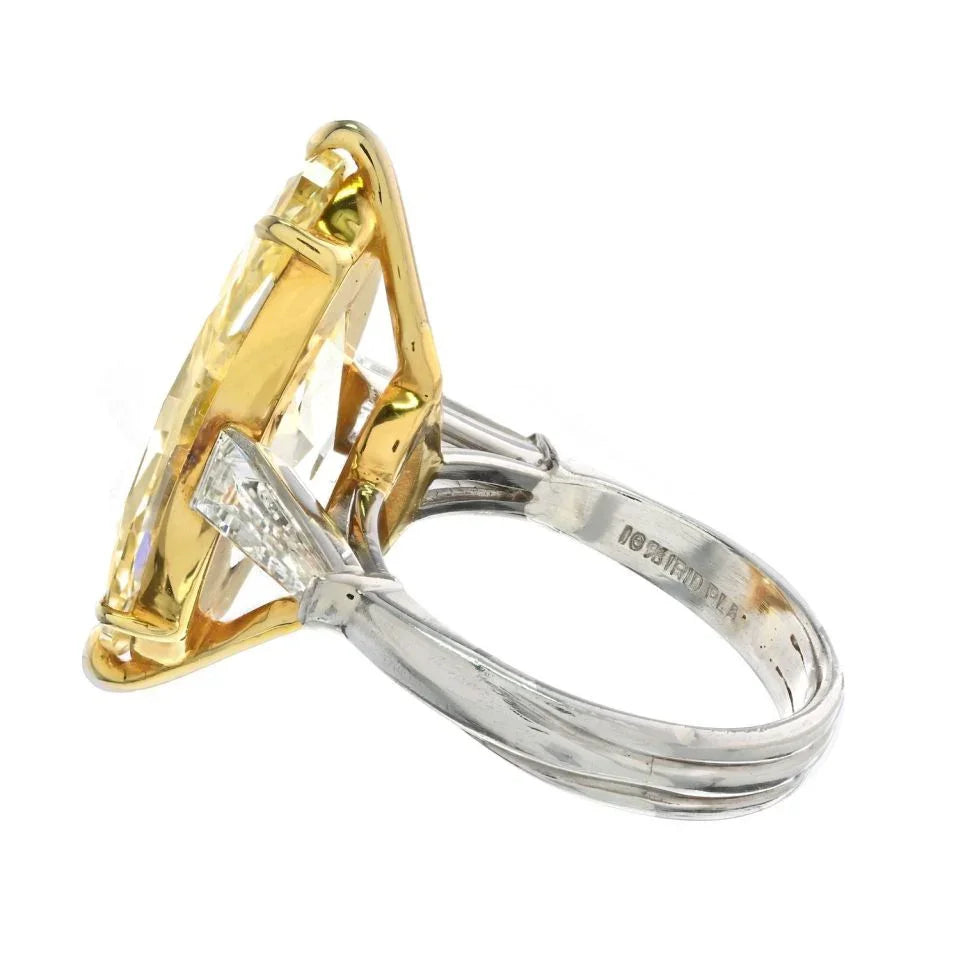 9.33ct Fancy Light Yellow Marquise Cut Diamond Engagement Ring - The Back Vault