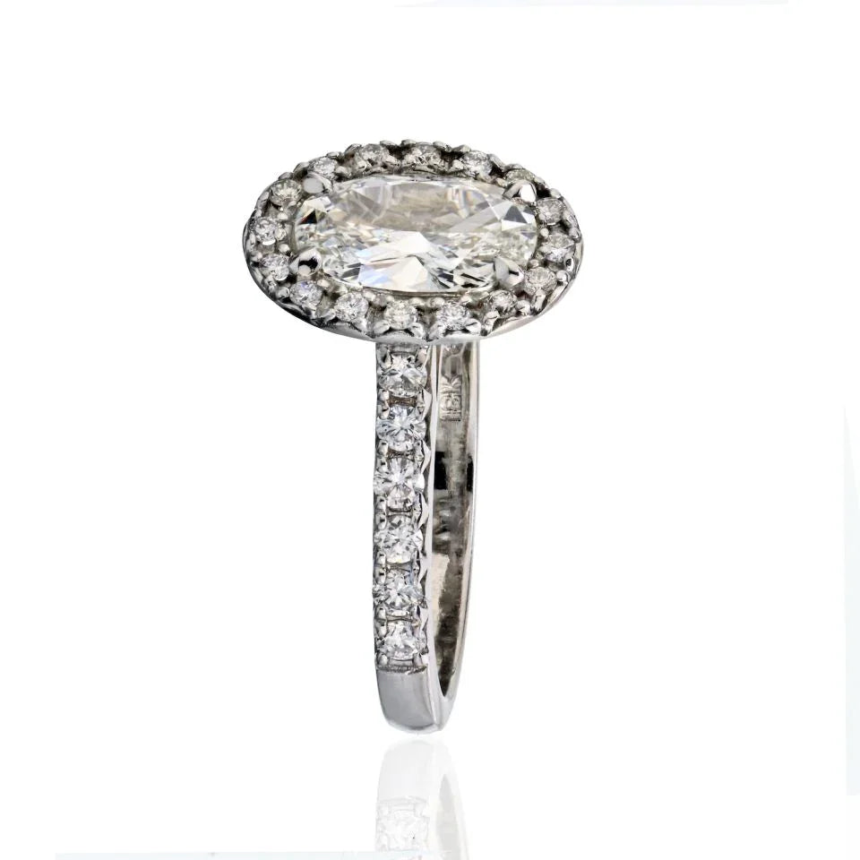 1.19 carat Oval Diamond F/VVS1 GIA Halo Engagement Ring - The Back Vault