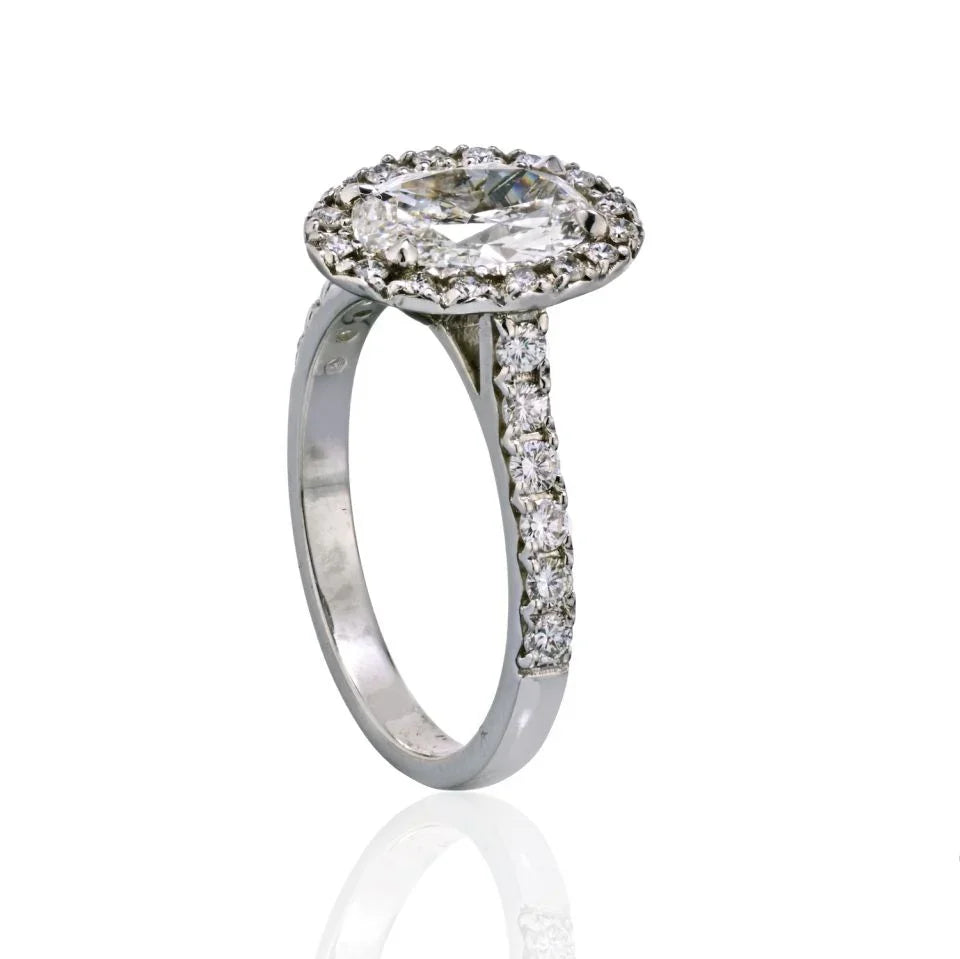 1.19 carat Oval Diamond F/VVS1 GIA Halo Engagement Ring - The Back Vault