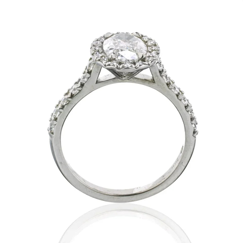 1.19 carat Oval Diamond F/VVS1 GIA Halo Engagement Ring - The Back Vault