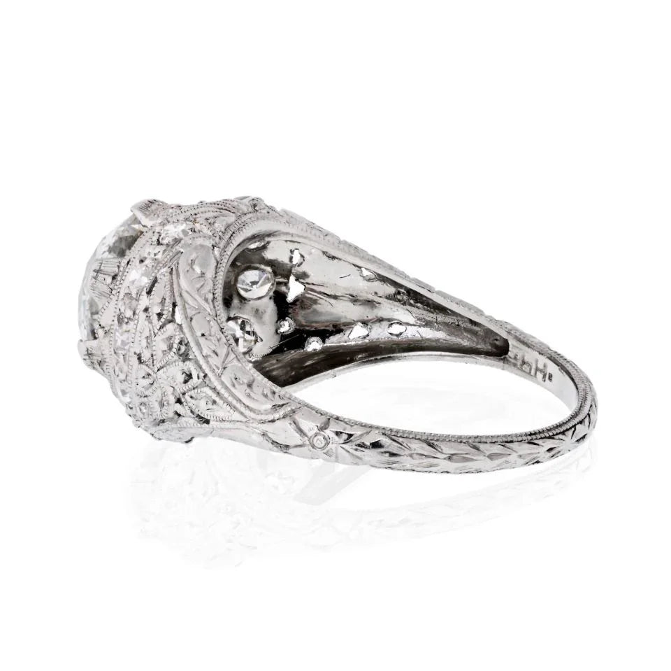 Art Deco 2 carat Old European Cut Diamond J/SI2 GIA 10 RB's Ring - The Back Vault
