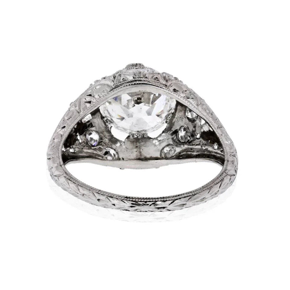 Art Deco 2 carat Old European Cut Diamond J/SI2 GIA 10 RB's Ring - The Back Vault