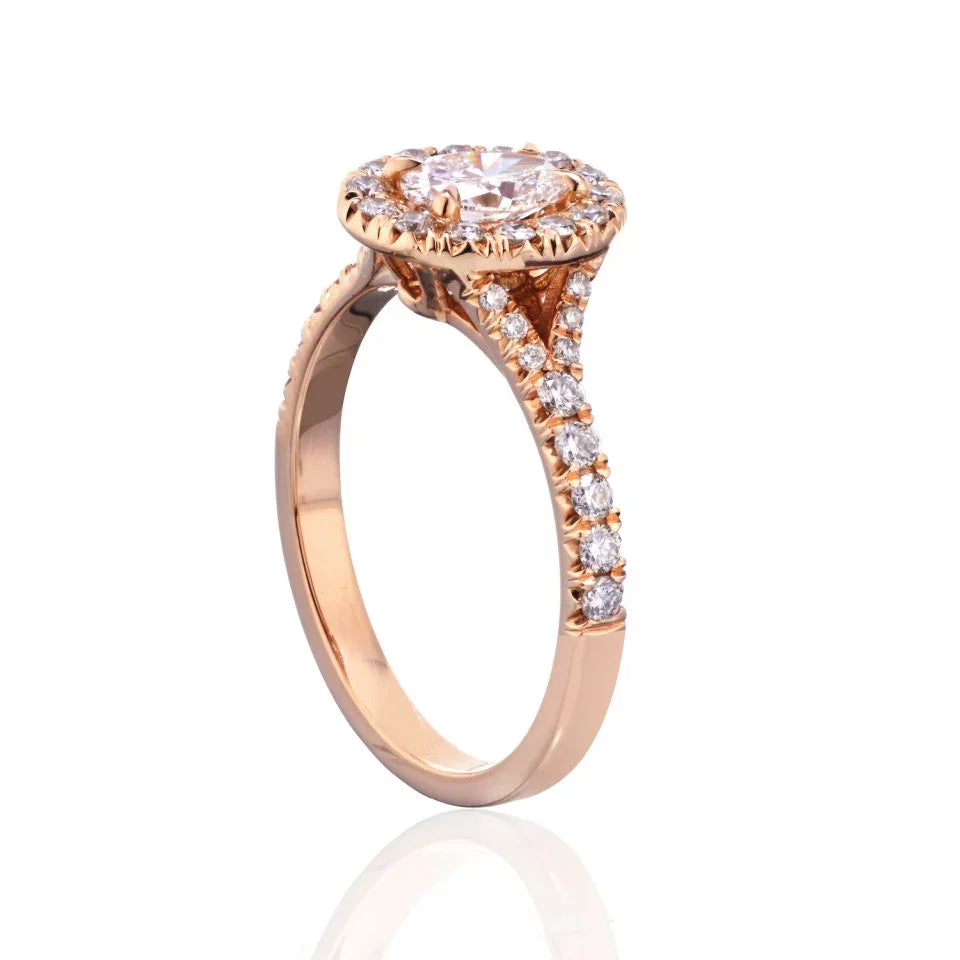 0.54 carat Oval Diamond D/VS2 GIA Halo Ring - The Back Vault