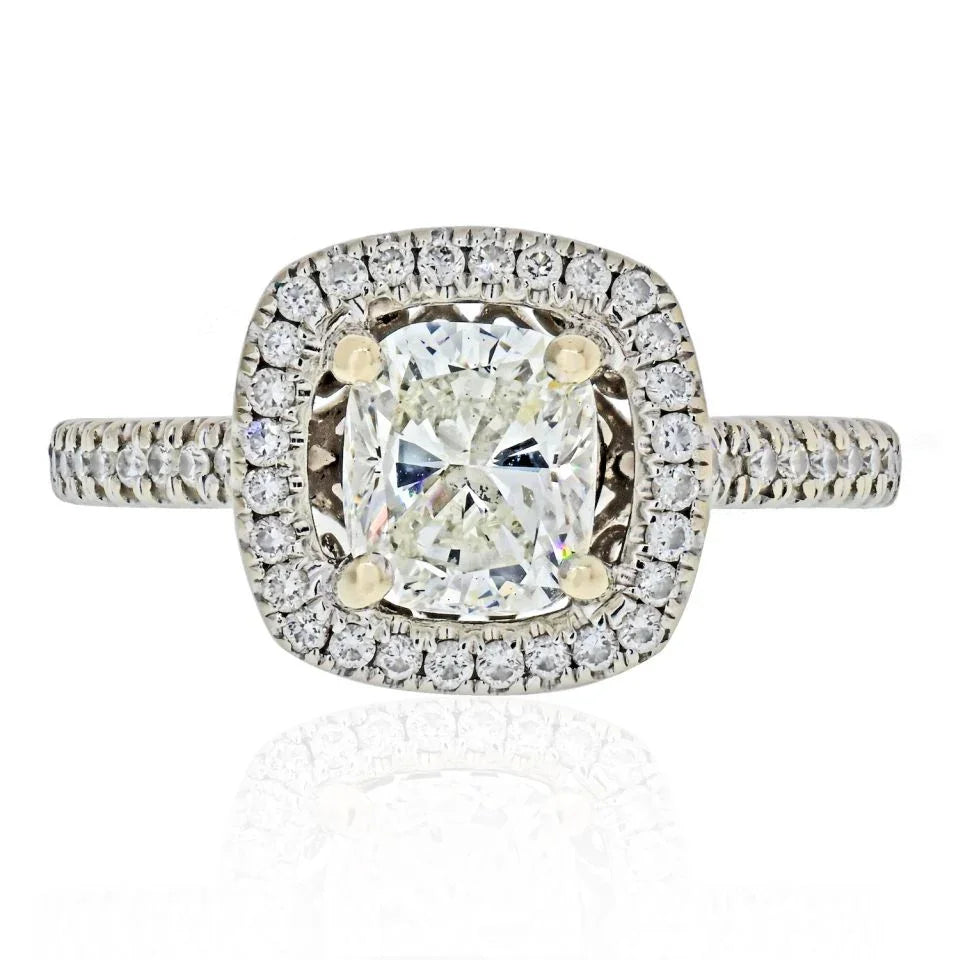 1.01 carat Cushion Cut Diamond I/VS2 GIA Halo Engagement Ring - The Back Vault