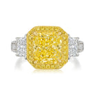 3 carat Radiant Cut Fancy Intense Yellow Diamond Engagement Ring - The Back Vault