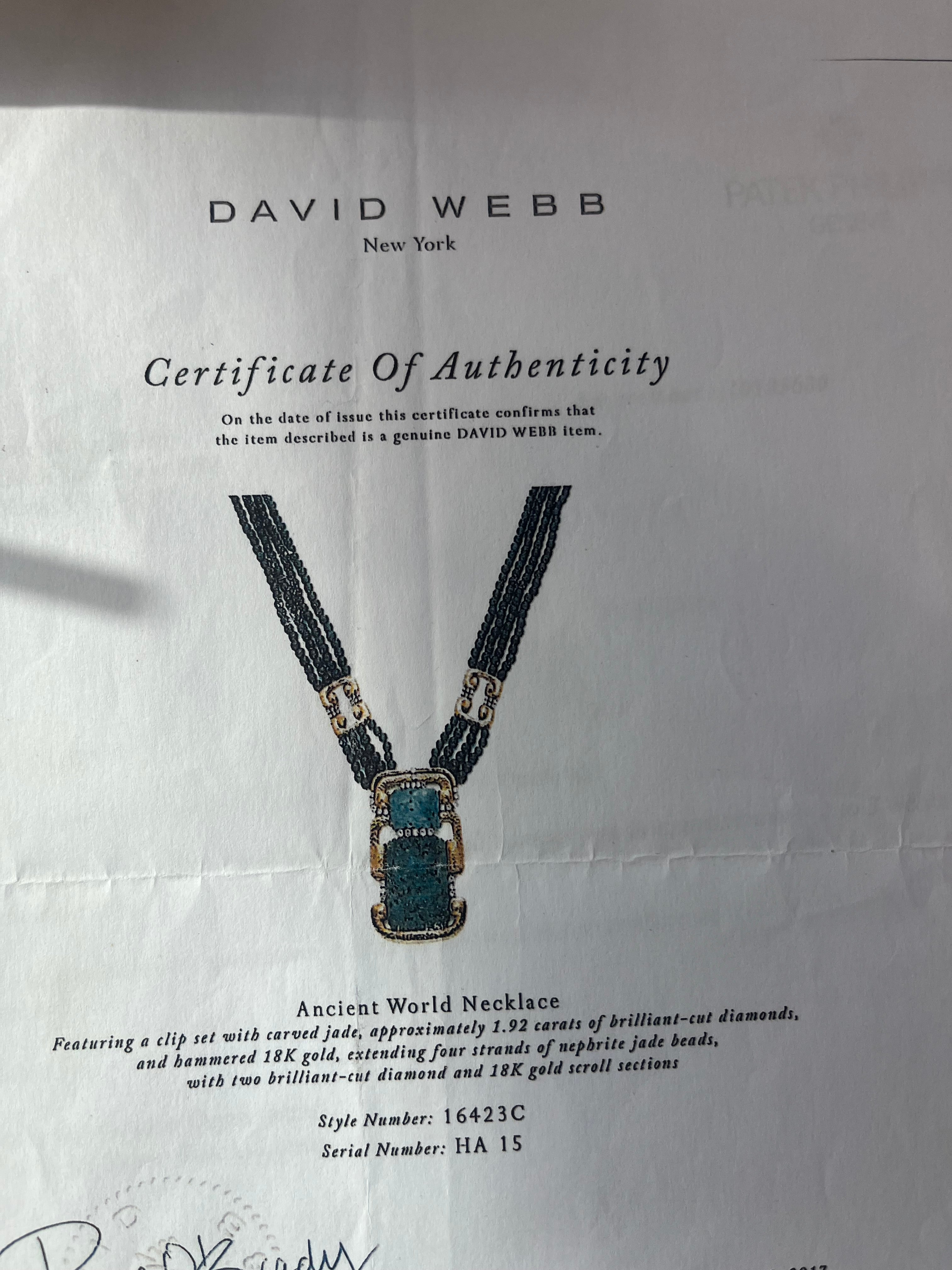 David Webb 18K Yellow Gold Multi Strand Jade Medallion And Diamond Necklace