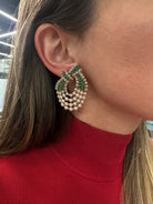 Chaumet Platinum & 18K Yellow Gold Diamond, Pearl And Green Emerald Clip Earrings - The Back Vault