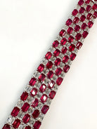 18K White Gold Diamond And Ruby Estate Carpet Style Bracelet - The Back Vault
