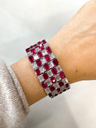 18K White Gold Diamond And Ruby Estate Carpet Style Bracelet - The Back Vault