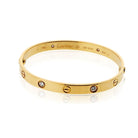 Cartier Love 18K Yellow Gold 4 Diamond Vintage Model Size 17 Bracelet - The Back Vault