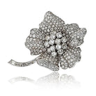 Platinum 17.00cttw Round Diamond Cut Flower Brooch - The Back Vault