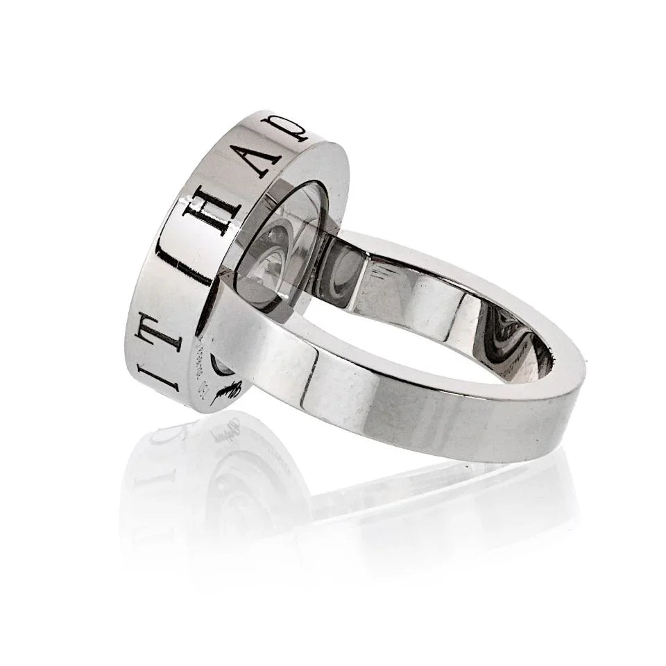 Chopard 18K White Gold Happy Spirit Double Pave Diamond Ring - The Back Vault