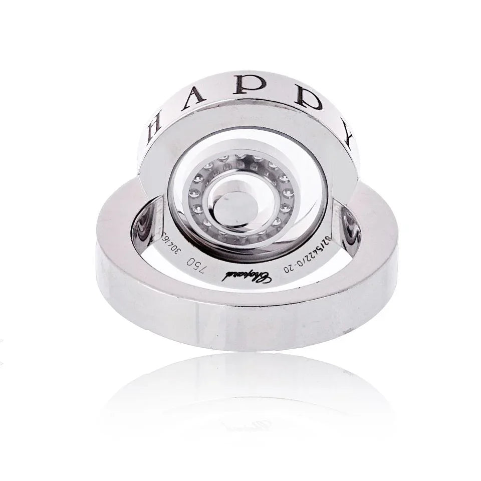 Chopard 18K White Gold Happy Spirit Double Pave Diamond Ring - The Back Vault