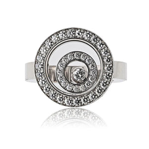 Chopard 18K White Gold Happy Spirit Double Pave Diamond Ring