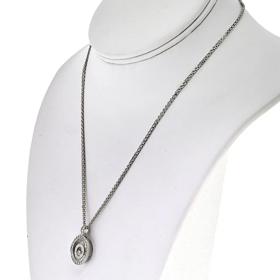 Chopard 18K White Gold Happy Spirit Round Diamond Necklace - The Back Vault
