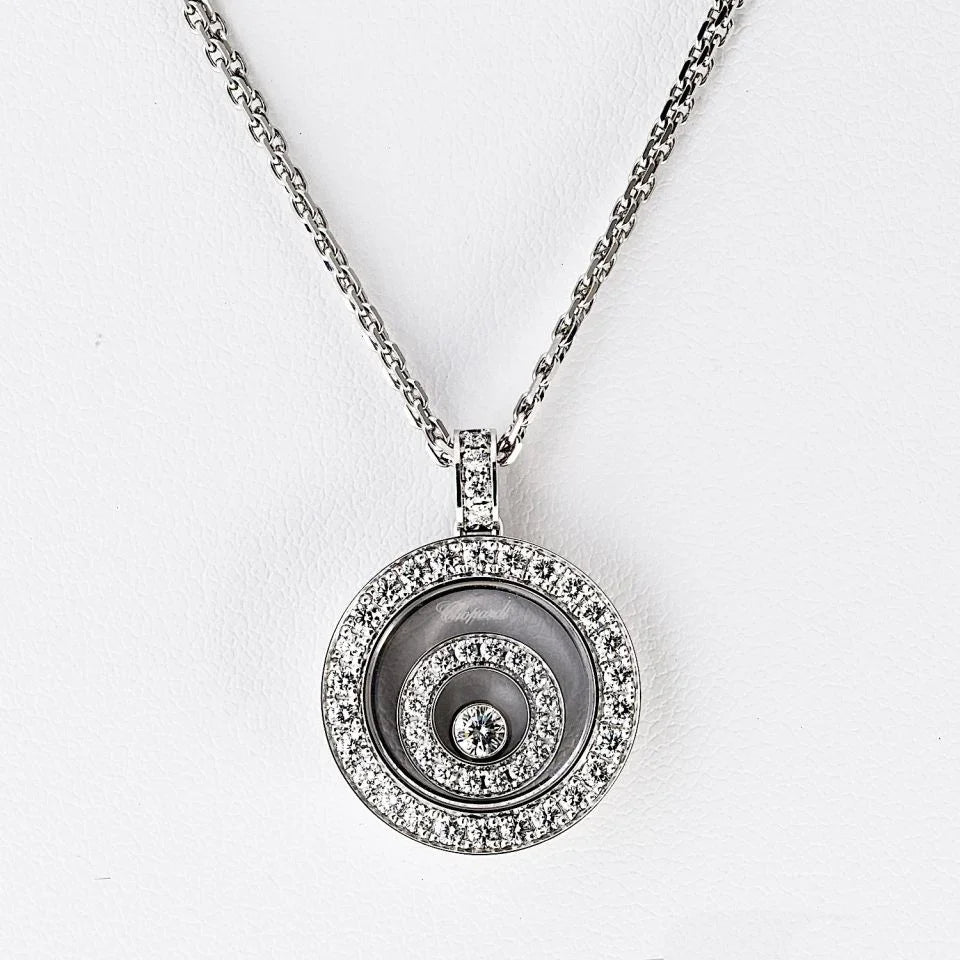 Chopard 18K White Gold Happy Spirit Round Diamond Necklace - The Back Vault