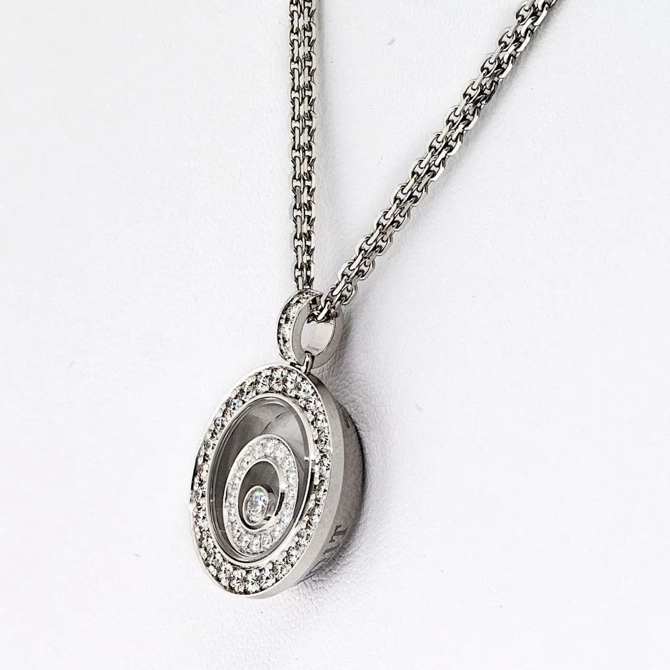 Chopard 18K White Gold Happy Spirit Round Diamond Necklace - The Back Vault