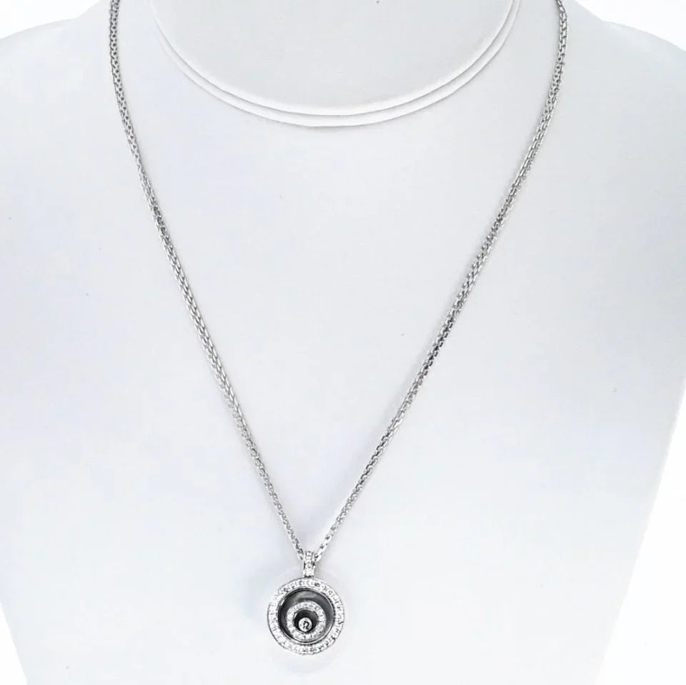Chopard 18K White Gold Happy Spirit Round Diamond Necklace - The Back Vault