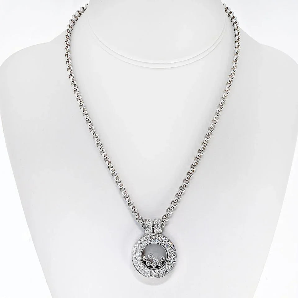 Chopard Happy Diamonds 18K White Gold 2.05cttw Pave Double Row Round Necklace - The Back Vault