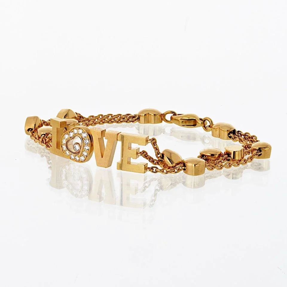 Chopard Happy Diamonds 18K Yellow Gold Love 0.28cttw Diamond Bracelet - The Back Vault