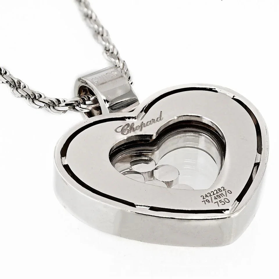 Chopard Happy Diamonds 18K White Gold Five Floating Diamond Heart Necklace - The Back Vault