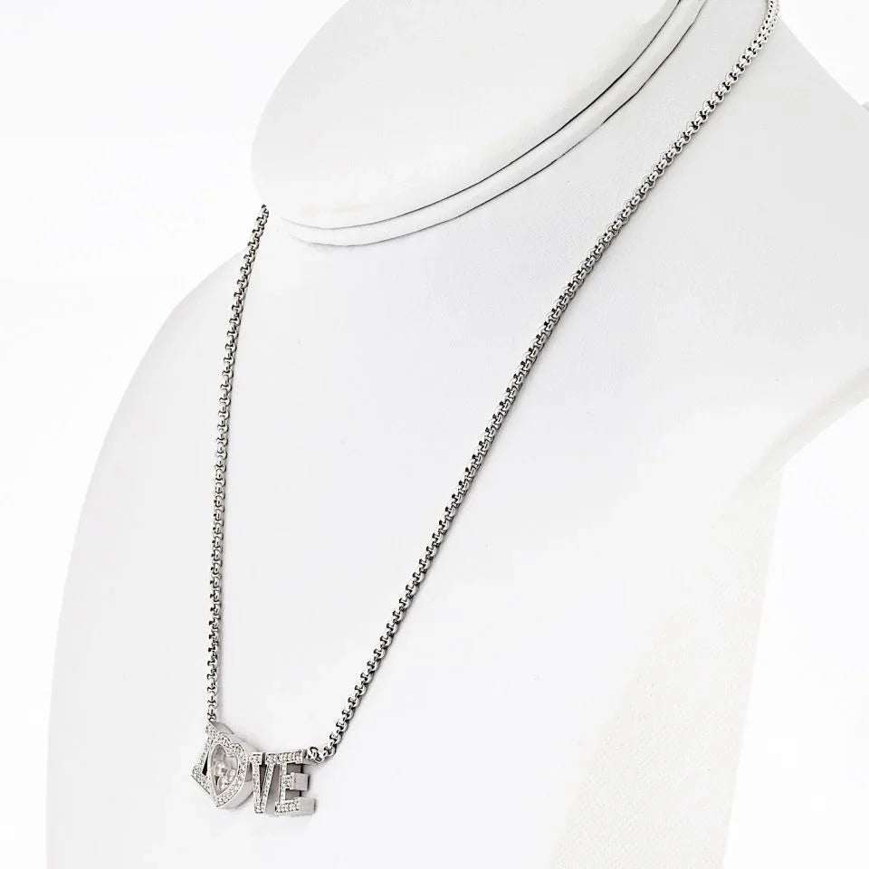 Chopard Happy Diamonds 18K White Gold 0.72cttw Diamond Love Word Necklace - The Back Vault