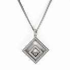 Chopard 18K White Gold 1.50cttw Happy Diamond Square Necklace - The Back Vault