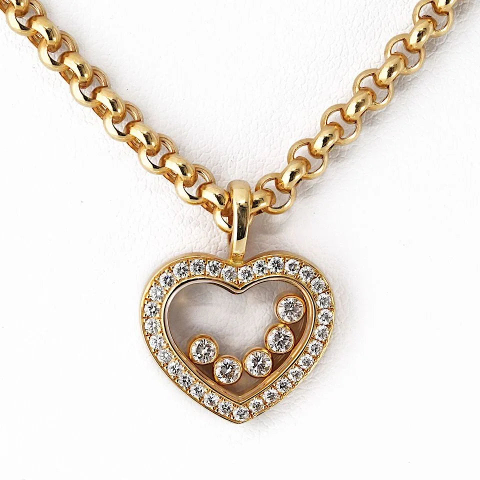 Chopard Happy Diamonds 18K Yellow Gold 0.36cttw Diamond Pave Set Heart Pendant Necklace - The Back Vault