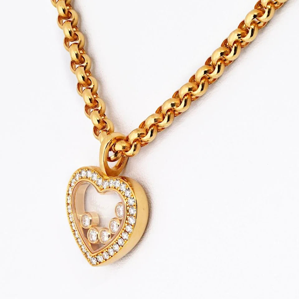 Chopard Happy Diamonds 18K Yellow Gold 0.36cttw Diamond Pave Set Heart Pendant Necklace - The Back Vault