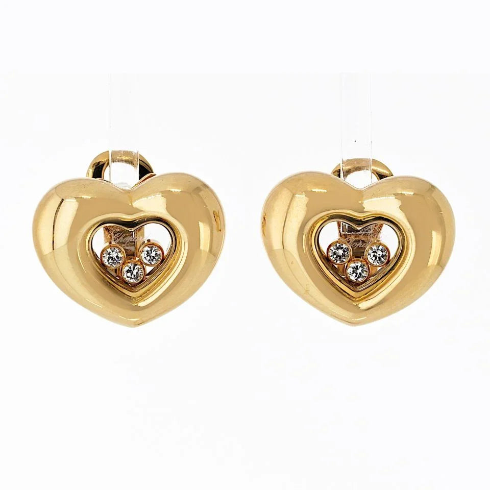 Chopard Happy Diamonds 18K Yellow Gold Three Diamond Floating 0.25cttw Earrings - The Back Vault