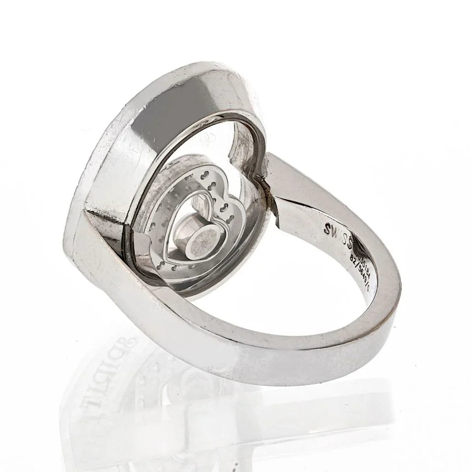 Chopard 18K White Gold Happy Spirit Heart Diamond Floating Ring - The Back Vault