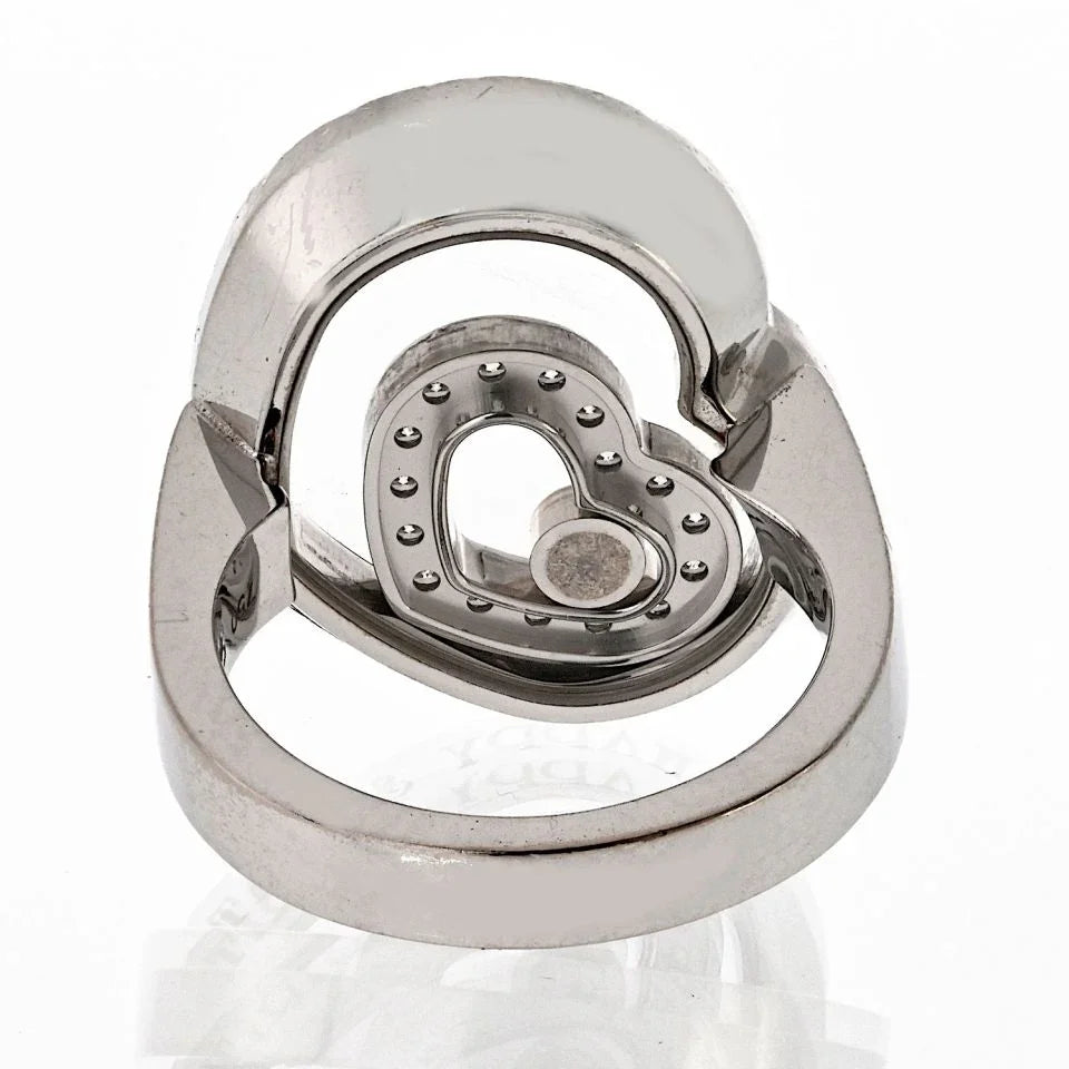 Chopard 18K White Gold Happy Spirit Heart Diamond Floating Ring - The Back Vault