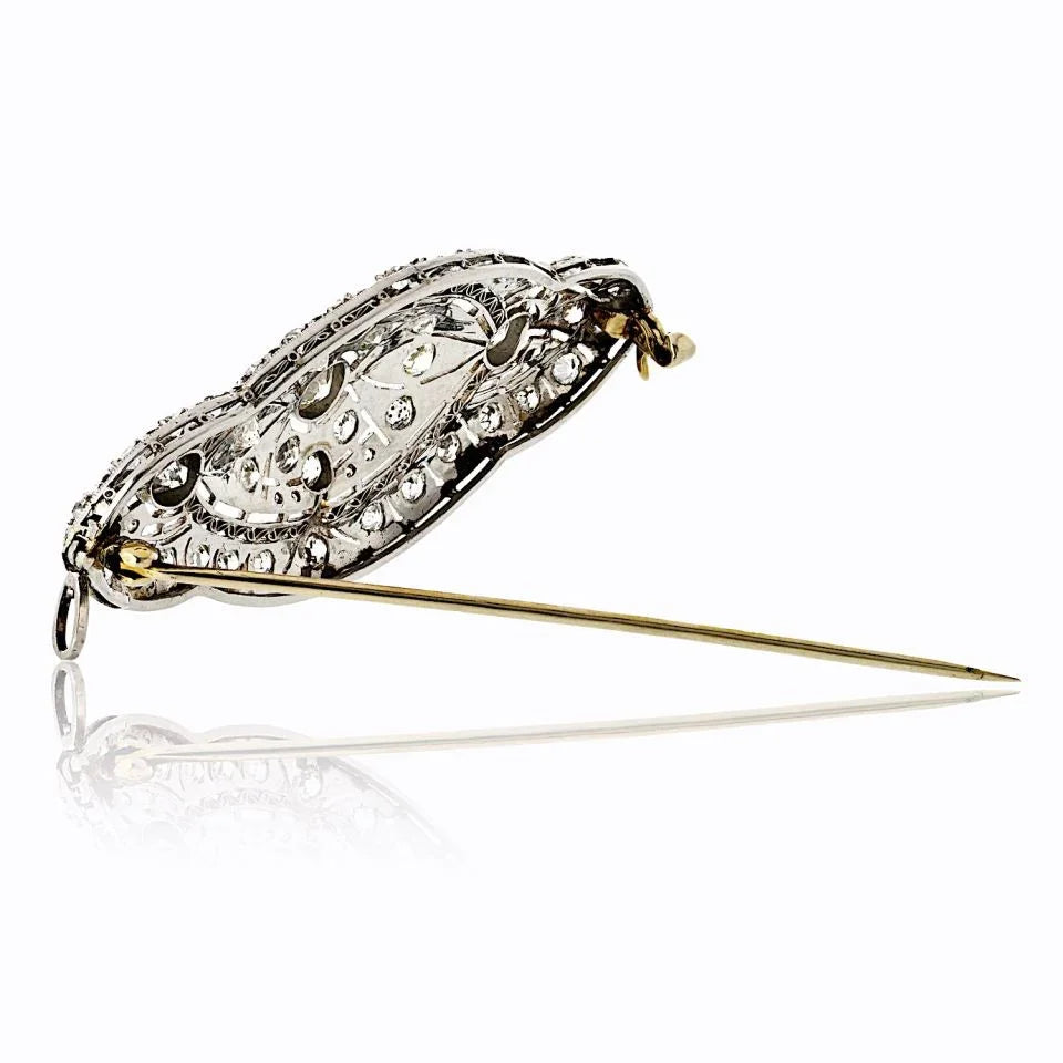 Antique Platinum 3.00cttw Diamond Brooch - The Back Vault