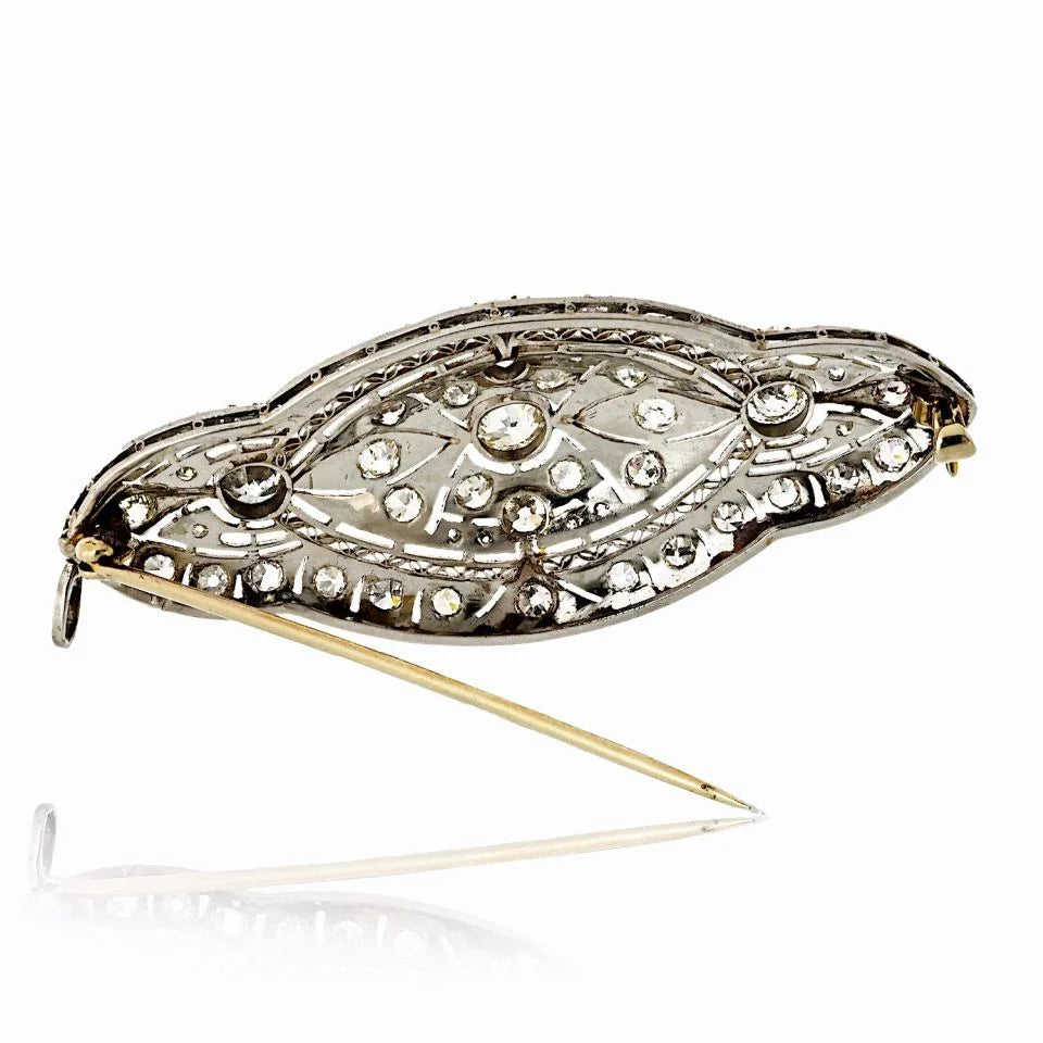 Antique Platinum 3.00cttw Diamond Brooch - The Back Vault