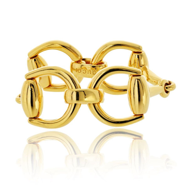 Gucci 18K Yellow Gold Horsebit Vintage Large Link Bracelet  display picture 1