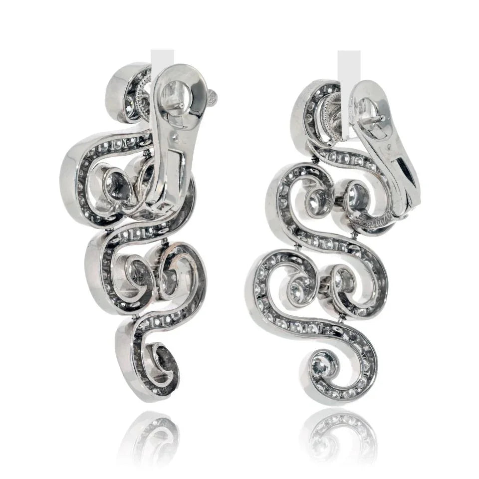 Cartier 18K White Gold Arabesque Scroll 6.50cttw Earrings - The Back Vault