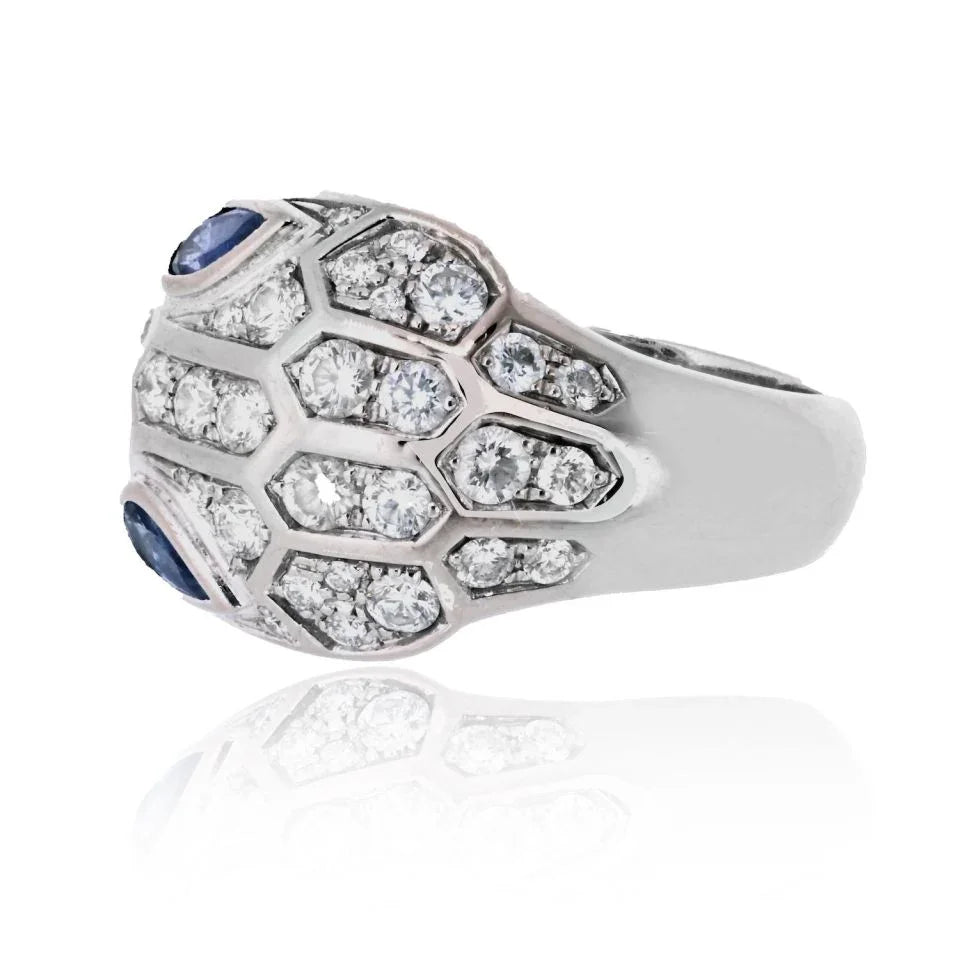 Bvlgari 18K White Gold Vipor Serpenti Diamond Ring - The Back Vault
