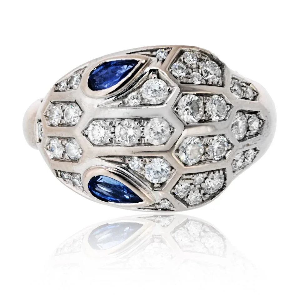 Bvlgari 18K White Gold Vipor Serpenti Diamond Ring - The Back Vault
