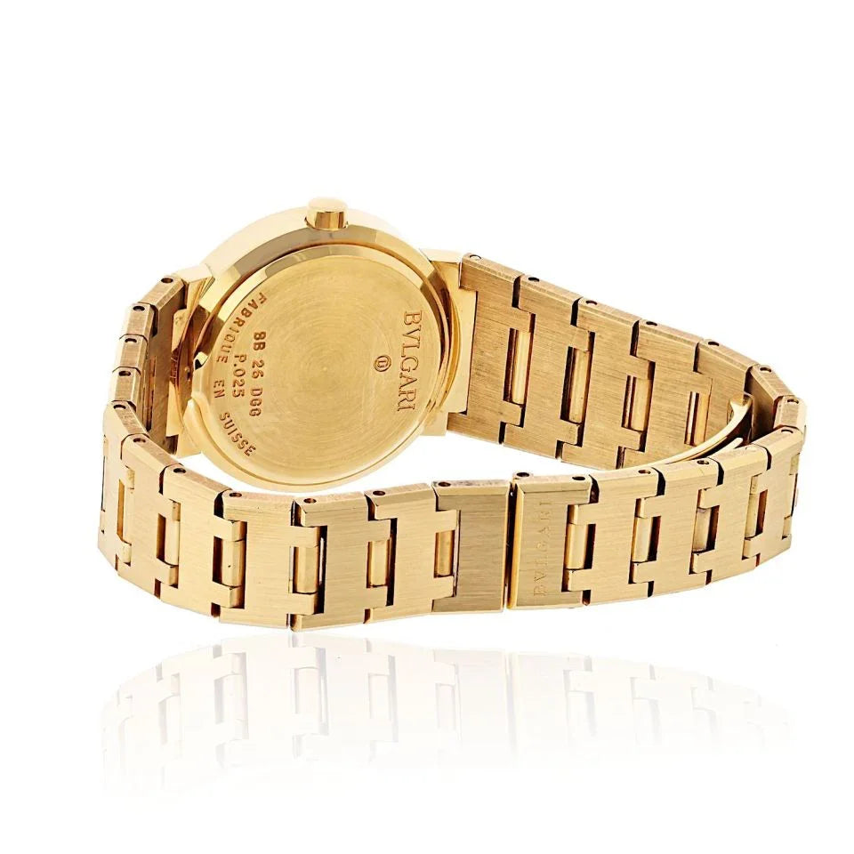 Bvlgari 18K Yellow Gold BB 26 DGG Diamond Dial Wrist Size 6 Watch - The Back Vault
