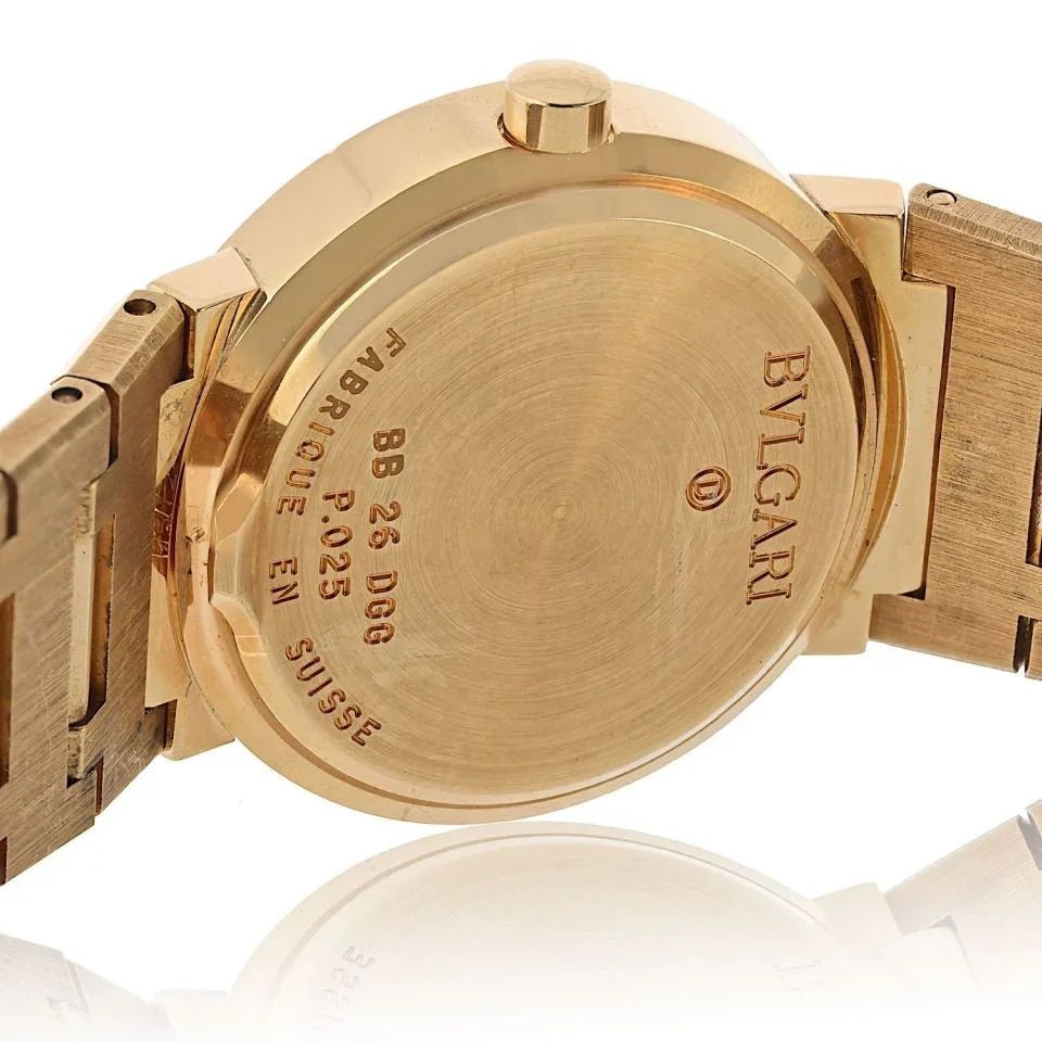 Bvlgari 18K Yellow Gold BB 26 DGG Diamond Dial Wrist Size 6 Watch - The Back Vault