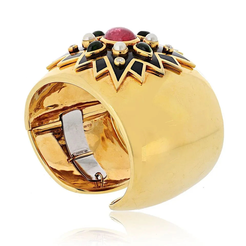 Verdura 18K Yellow Gold Maltese Cross Sunburst Bracelet - The Back Vault