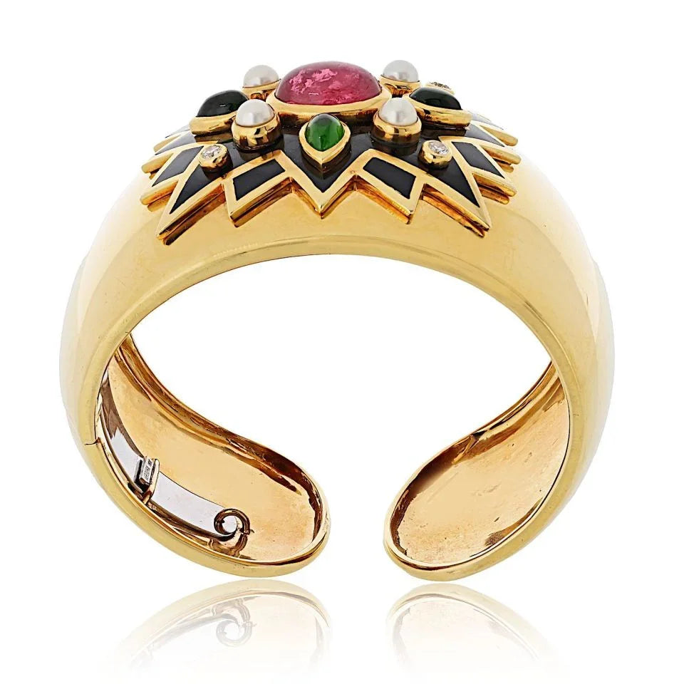 Verdura 18K Yellow Gold Maltese Cross Sunburst Bracelet - The Back Vault