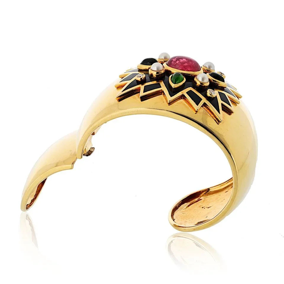 Verdura 18K Yellow Gold Maltese Cross Sunburst Bracelet - The Back Vault