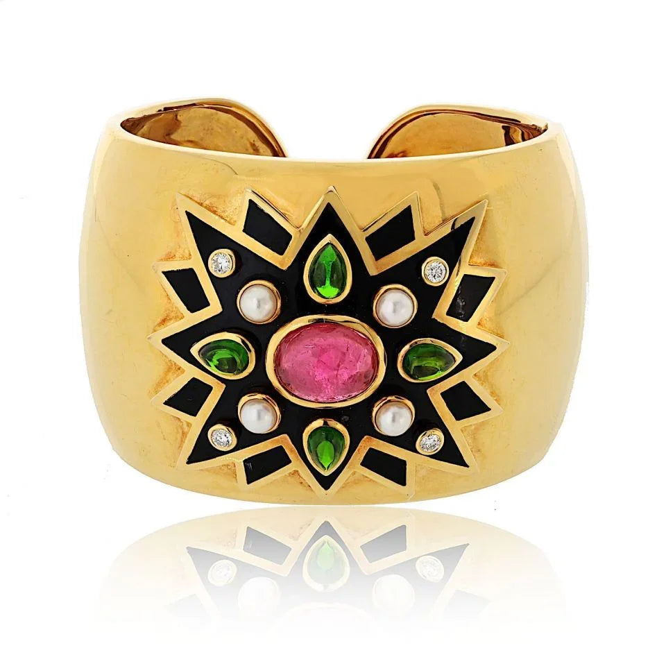 Verdura 18K Yellow Gold Maltese Cross Sunburst Bracelet - The Back Vault