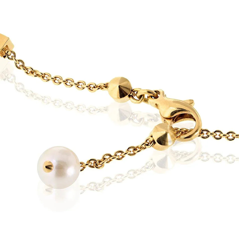 Bvlgari 18K Yellow Gold Lycea Pearl Chain 33 Inches Long Necklace - The Back Vault