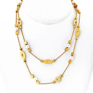 Bvlgari 18K Yellow Gold Lycea Pearl Chain 33 Inches Long Necklace