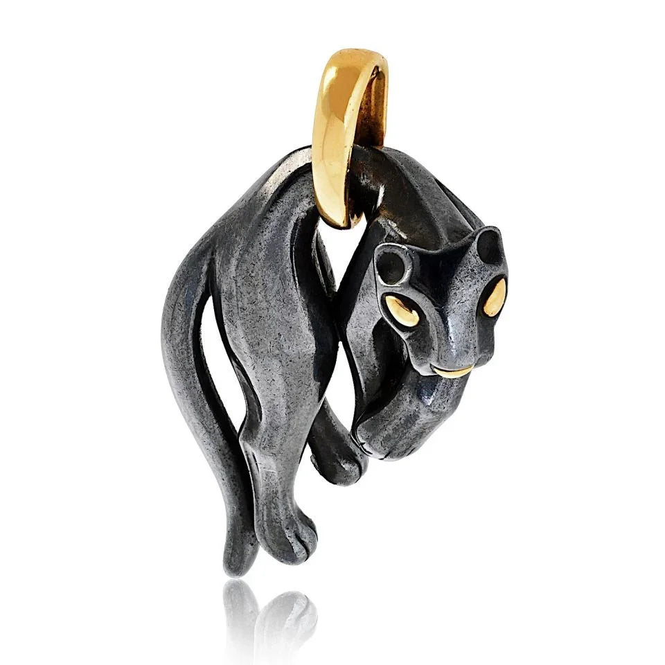 Cartier Panthere 18K Yellow Gold Hematite Panthere Pendant - The Back Vault
